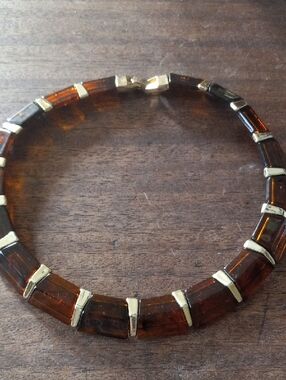 Vintage Estate Peice Gold-Tone and Amber Brown Bead Necklace - Women Jewelry